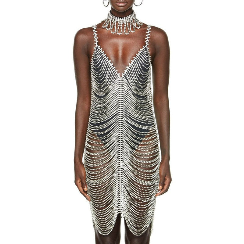 silver body chain dress Silver Body Chain Dress