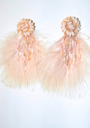 Feathered Flower Fringe Earrings