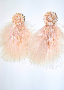 Feathered Flower Fringe Earrings