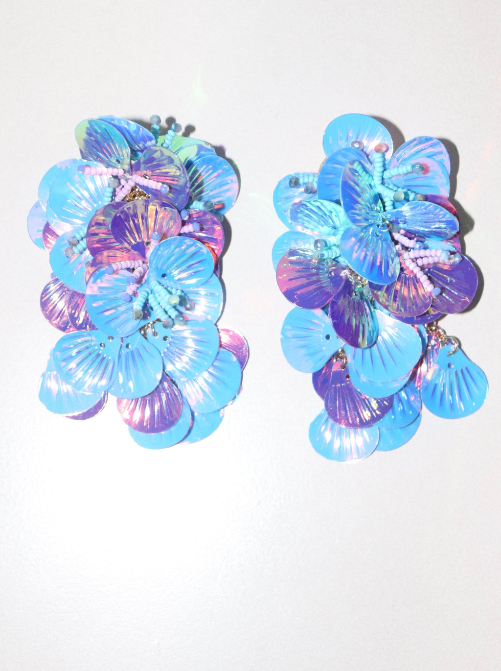 Oversized Sequin Flower Drop Earrings