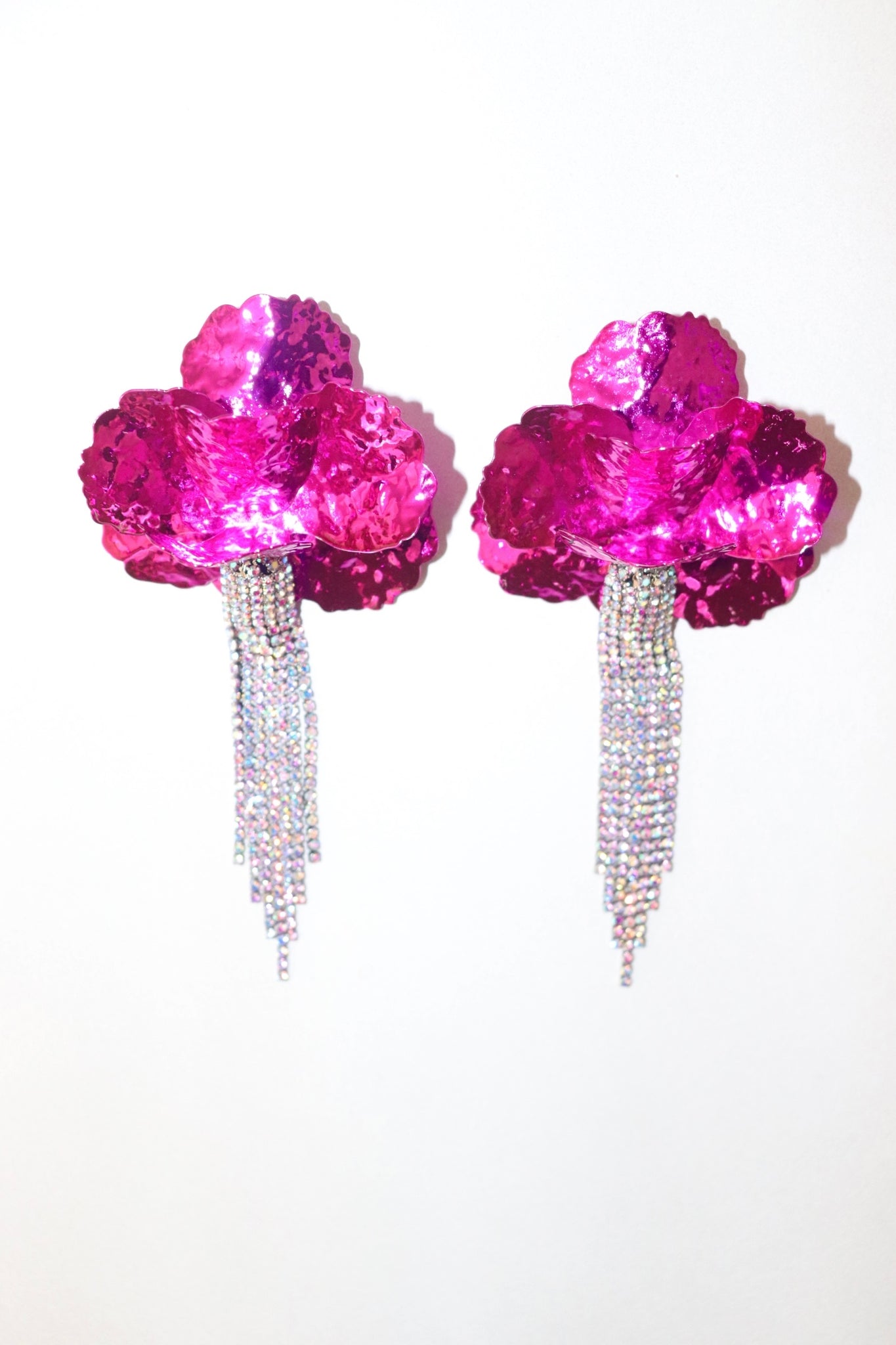 Metal Flower Tasseled Drop Earrings