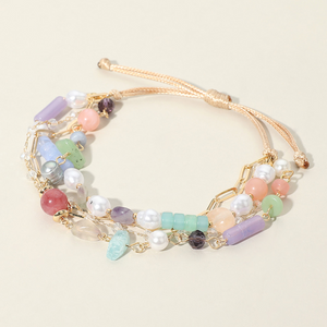 Beaded & Layered Adjustable Bracelet