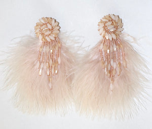 Feathered Flower Fringe Earrings