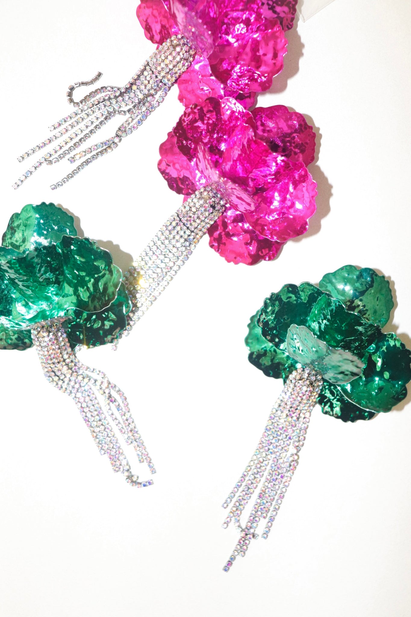 Metal Flower Tasseled Drop Earrings
