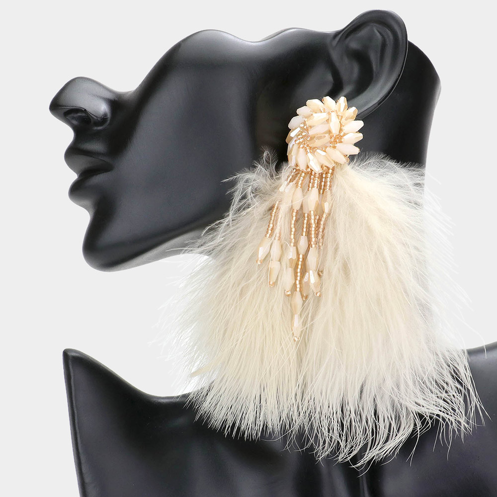 Feathered Flower Fringe Earrings