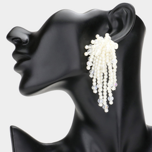 Pearl Cluster Fringe Drop Earrings