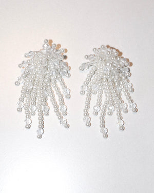 Pearl Cluster Fringe Drop Earrings