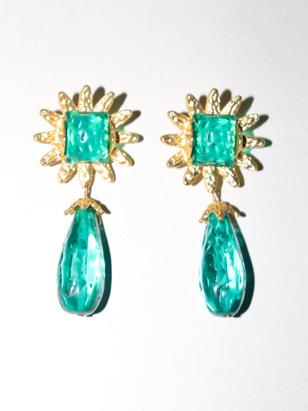 Sunflower Teardrop Drop Earrings