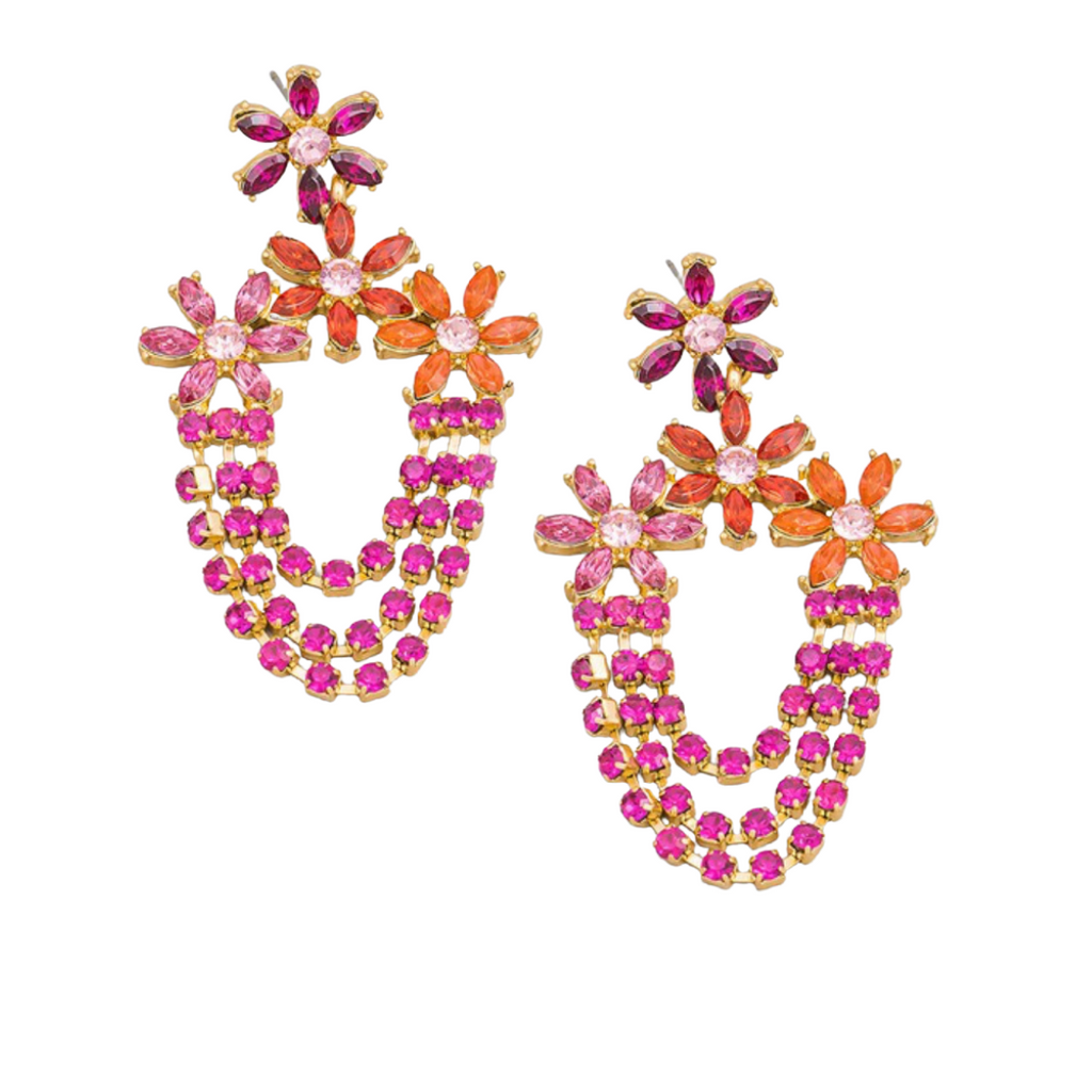 Floral Fringe Drop Earrings