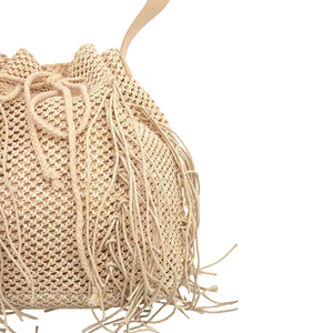 Macramé Woven Drawstring Fringe Bag