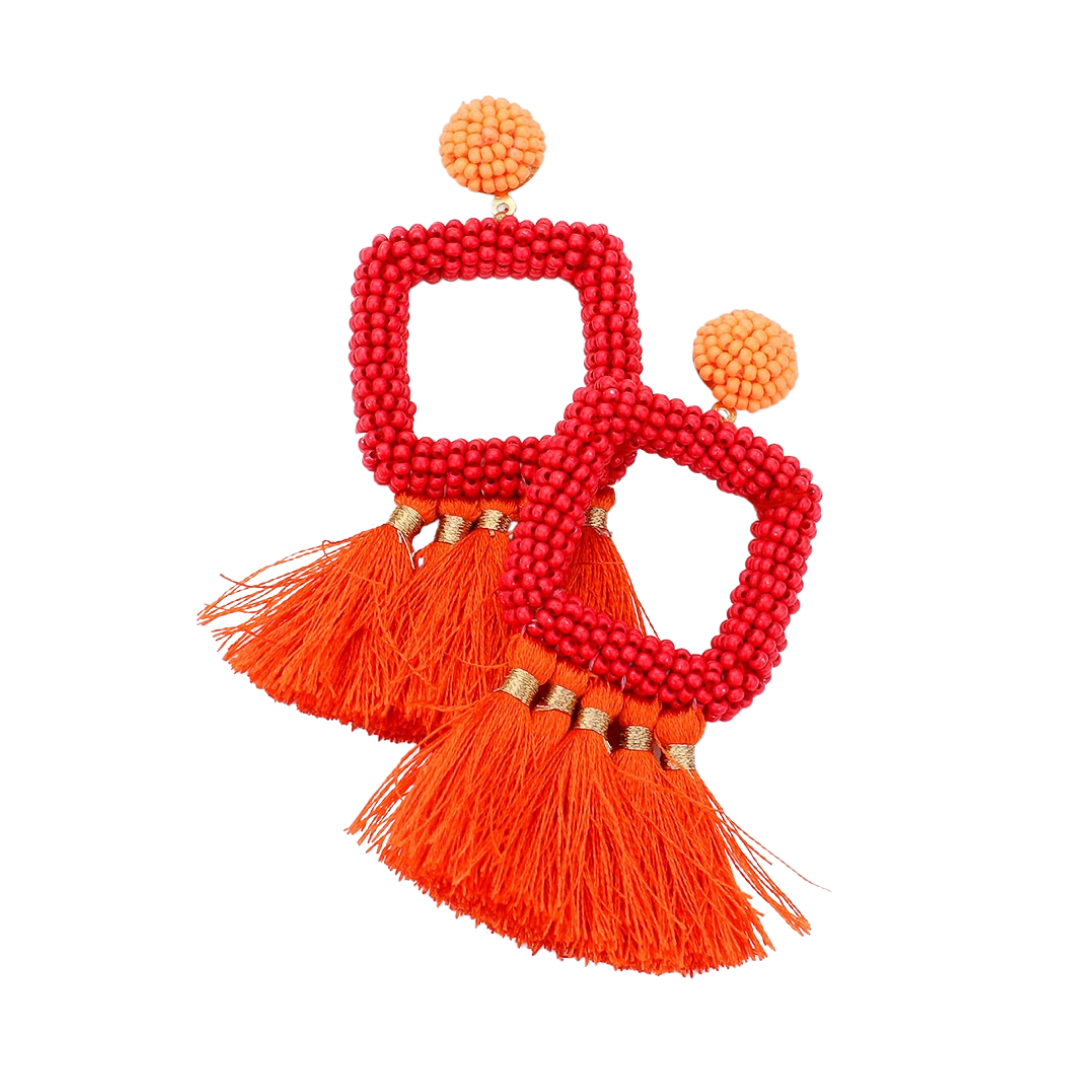 Ombré Beaded Tassel Drop Earrings (more options)