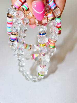 Lucite Heishi Stretch Bracelet Set