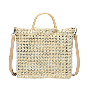 Straw Tote Top Handle Crossbody Bag