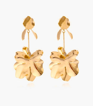 Metallic Flower Drop Earrings