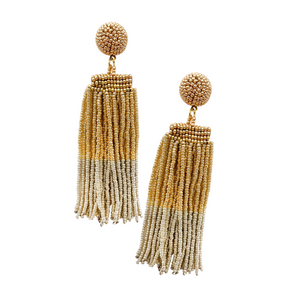 Two-Tone Seed Bead Tassel Drop Earrings (more options)