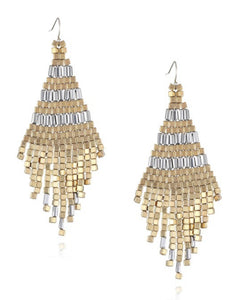 Metallic Seed Bead Tassel Earrings