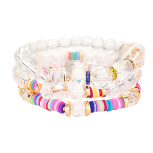 Lucite Heishi Stretch Bracelet Set