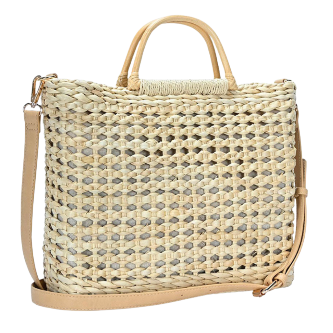 Straw Tote Top Handle Crossbody Bag