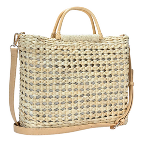 Straw Tote Top Handle Crossbody Bag