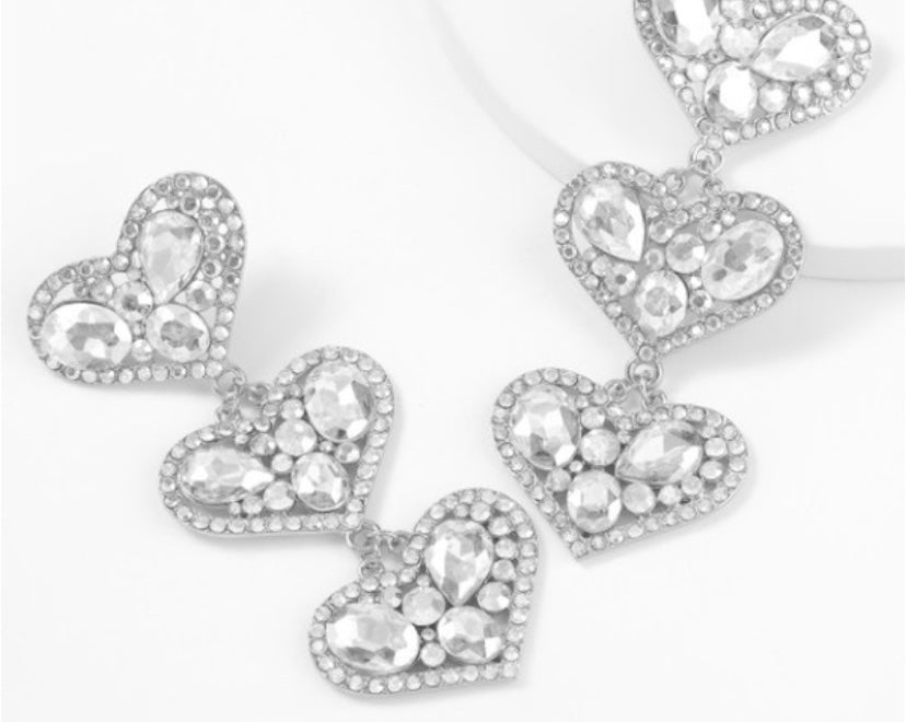 3-Hearts Drop Earrings (more options)