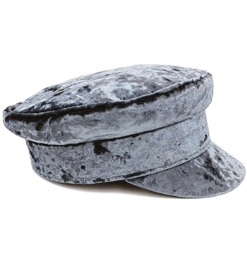 Crushed Velvet Baker Boy Cap