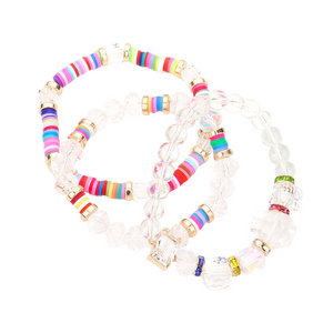 Lucite Heishi Stretch Bracelet Set