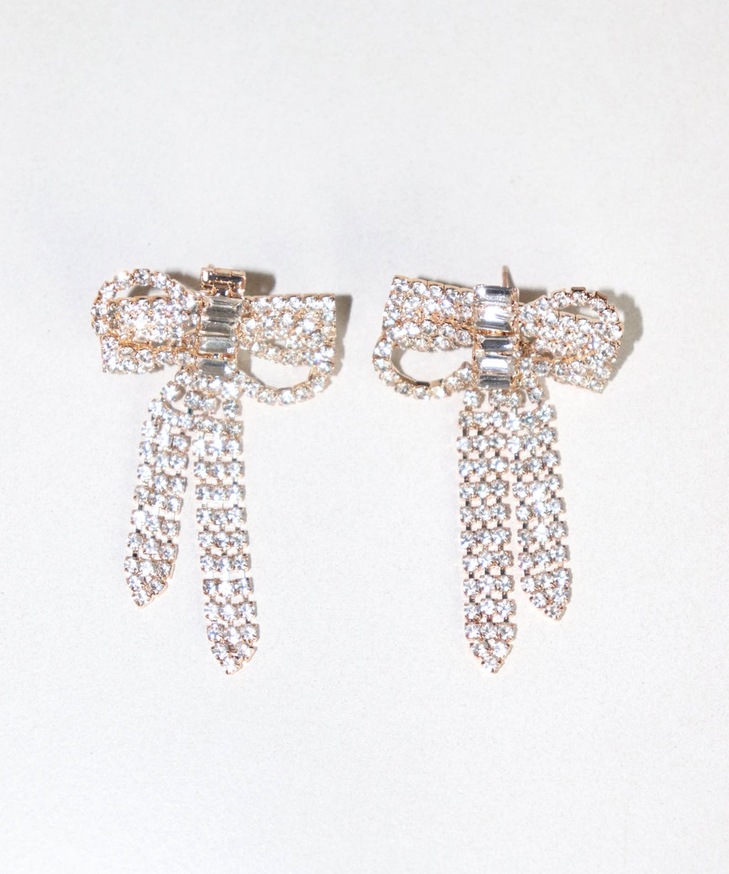 Bow Baguette Drop Earrings