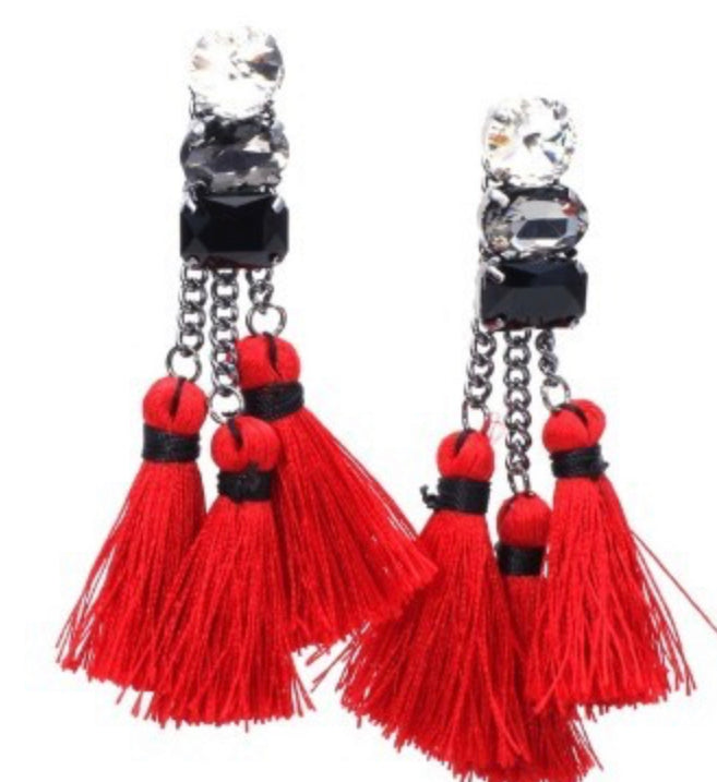 Ruby Tassel Earrings