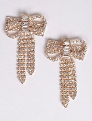 Bow Baguette Drop Earrings