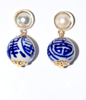 Chinoiserie Pearl Drop Earrings