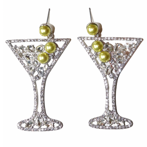 Martini Embellished Drop Earrings