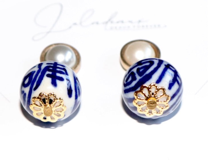 Chinoiserie Pearl Drop Earrings