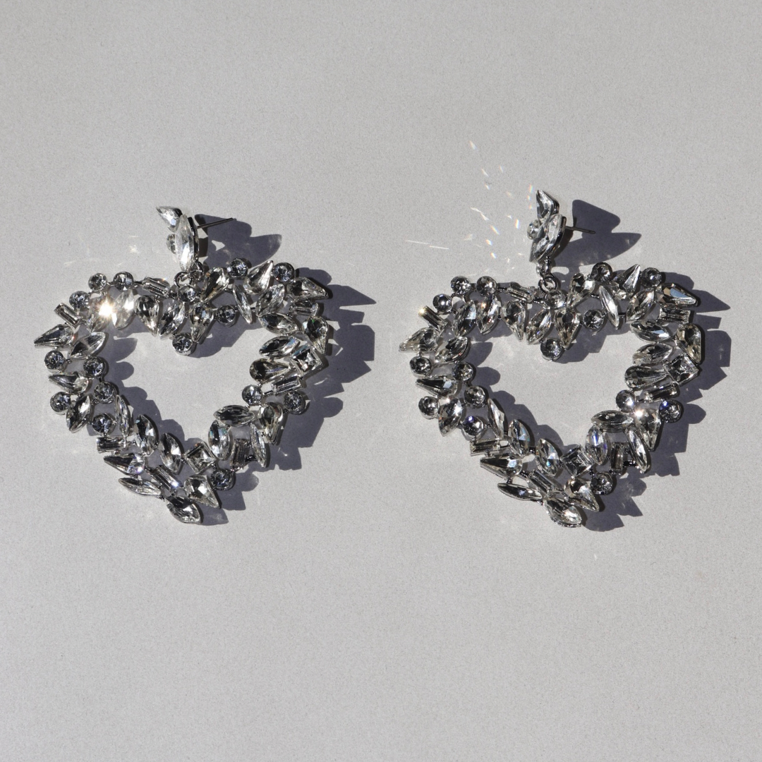 Multi-Stone Heart Drop Earrings