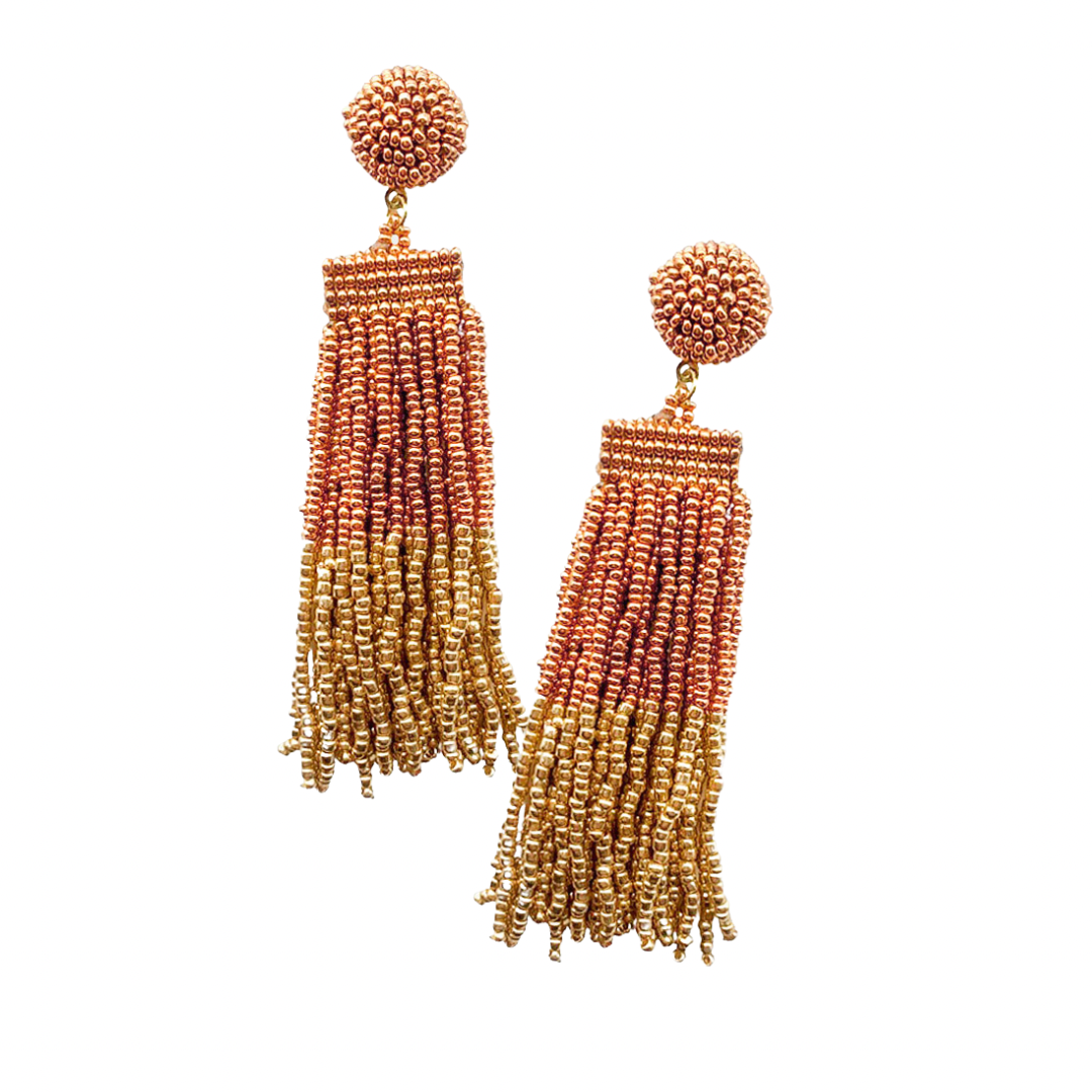 Two-Tone Seed Bead Tassel Drop Earrings (more options)