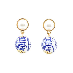 Chinoiserie Pearl Drop Earrings