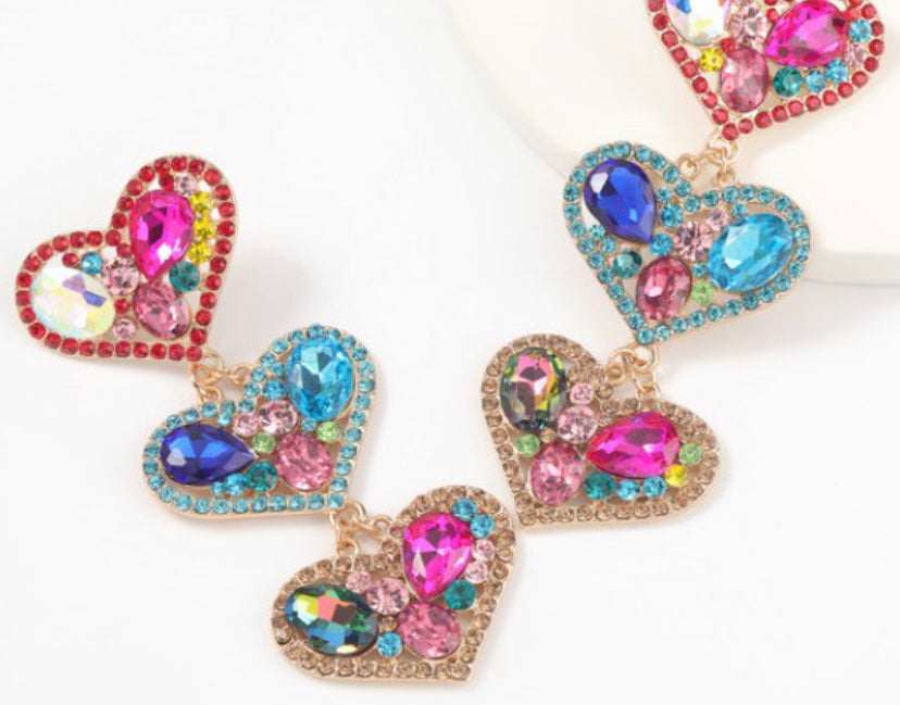 3-Hearts Drop Earrings (more options)