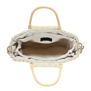 Straw Tote Top Handle Crossbody Bag