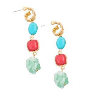Tiered Stone Drop Earrings