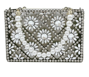 Floral Rhinestone Clutch