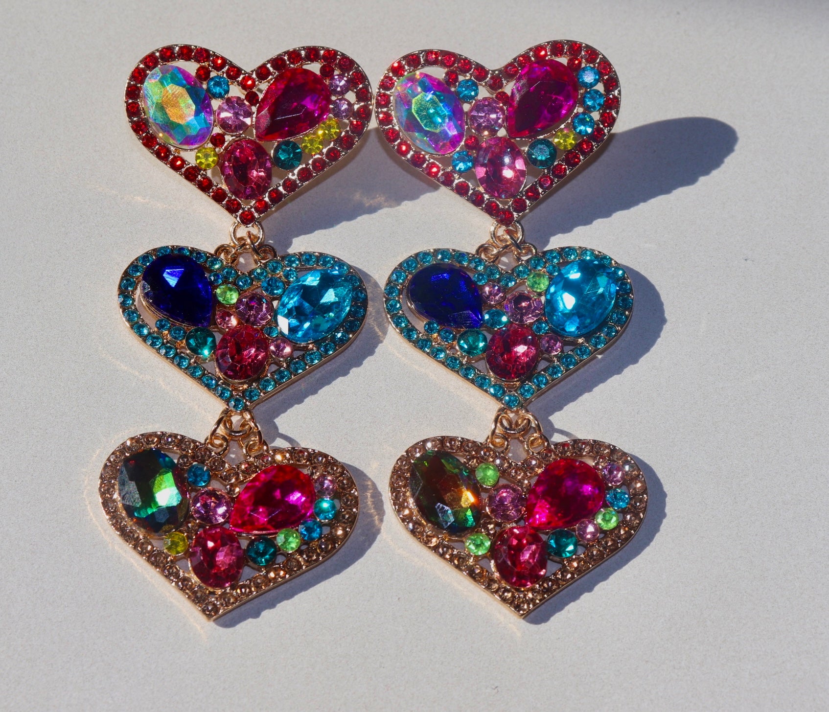 3-Hearts Drop Earrings (more options)
